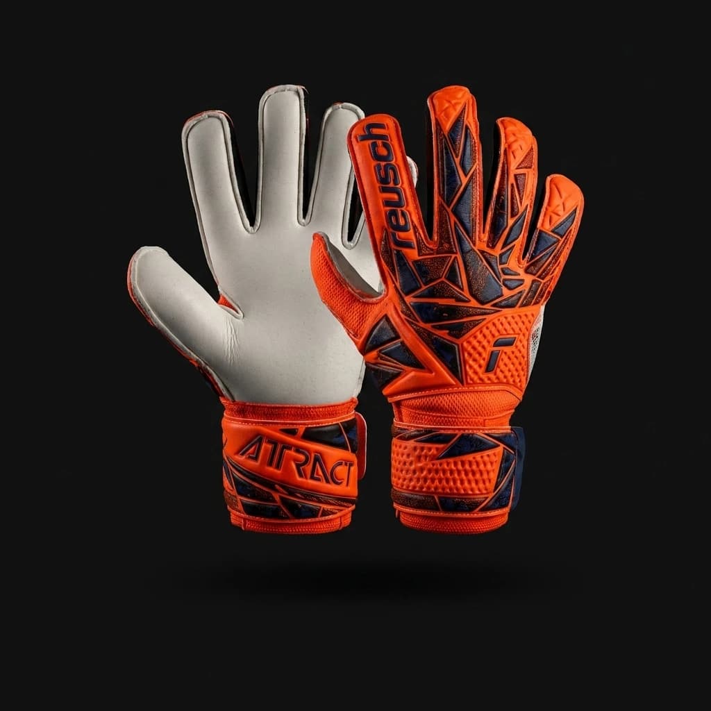 Guante de arquero REUSCH ATTRAKT GRIP JR HYPER ORANGE ELECTRIC BLUE
