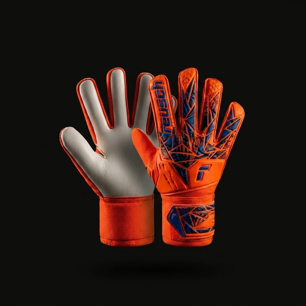 Guante de arquero REUSCH ATTRAKT STARTER SOLID JR HYPER ORANGE ELECTRIC BLUE
